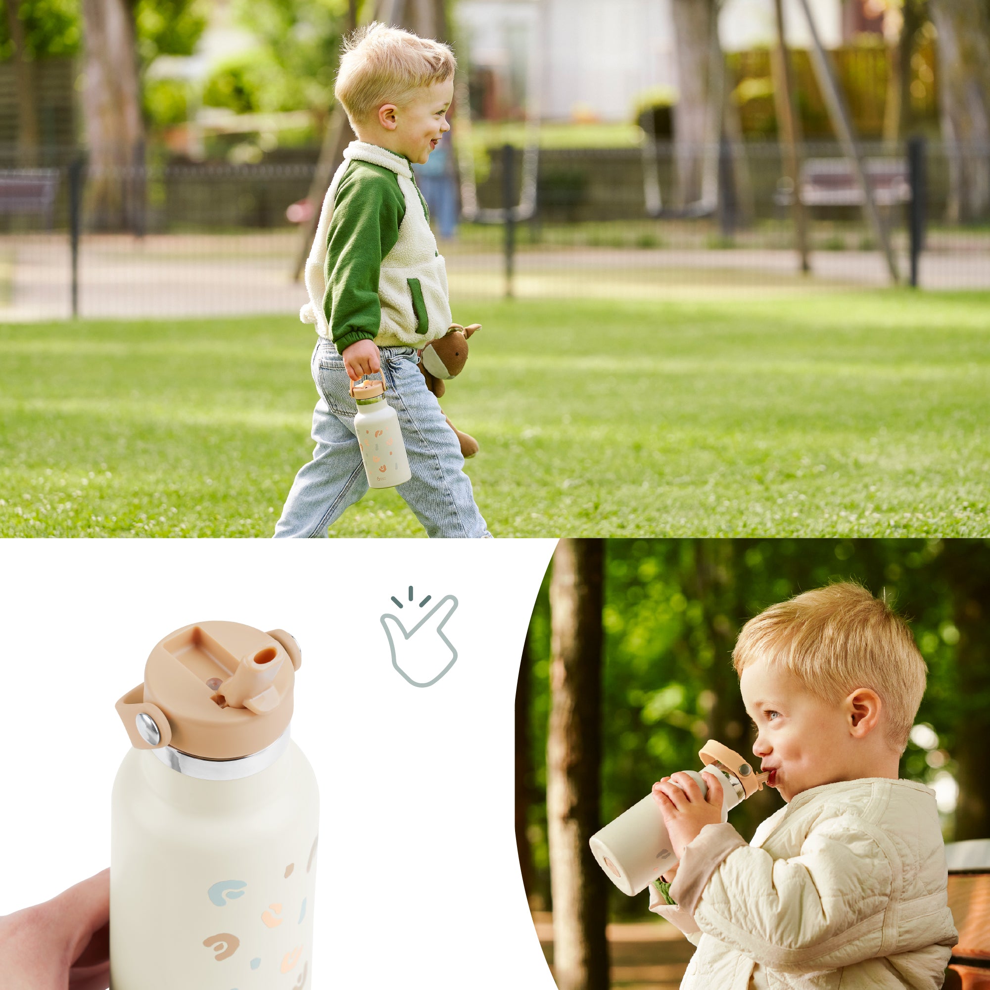Gourde enfant inox isotherme Babymoov – Little Explorer Ivory