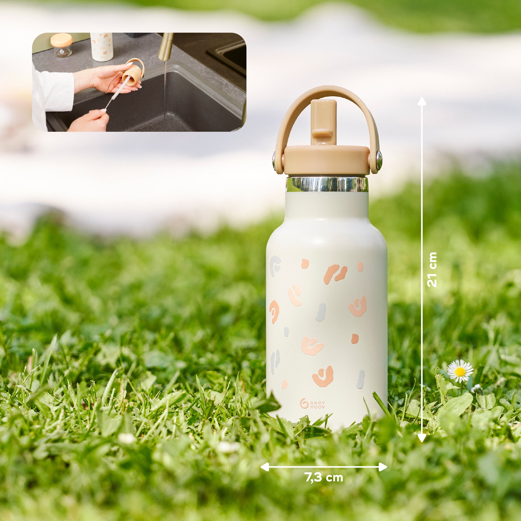 Gourde enfant inox isotherme Babymoov – Little Explorer Ivory