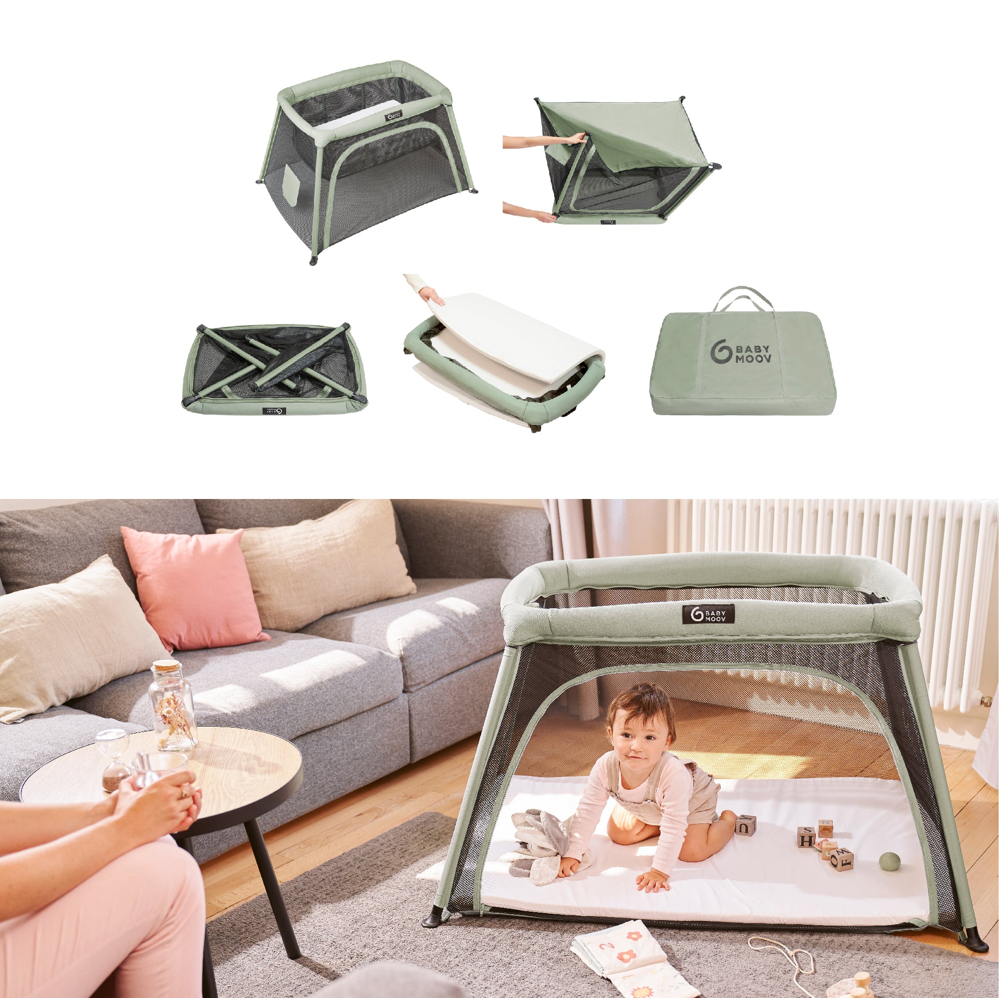 Reisbed met geïntegreerde wieg - Moov & Comfy Refurbished