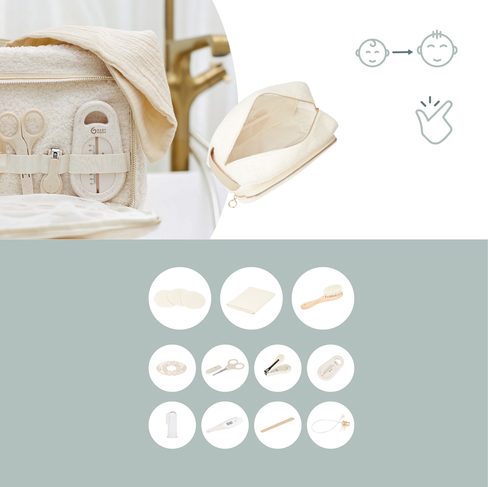 Trousse de toilette bébé Curl White – Babymoov x @babyatoutprix