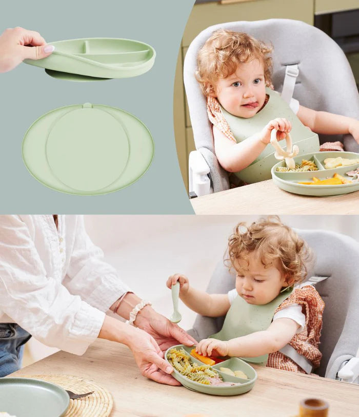 Assiette compartimentée anti-dérapante